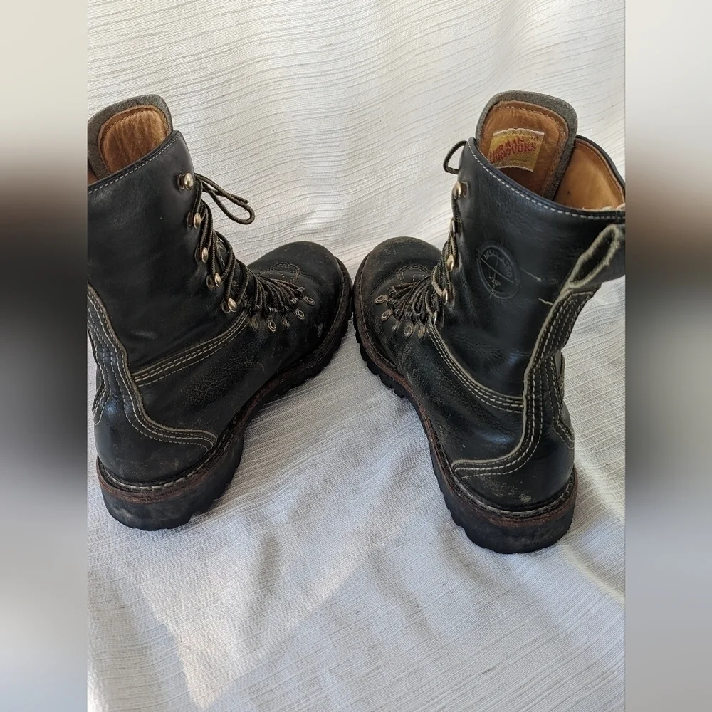 Vintage Herman Survivor Mans Dark Green Leather Combat Boot Size 8